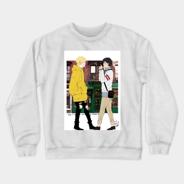 Banana Fish - Ash Lynx and Eiji Okumura in New York Crewneck Sweatshirt by MykaAndSalmon